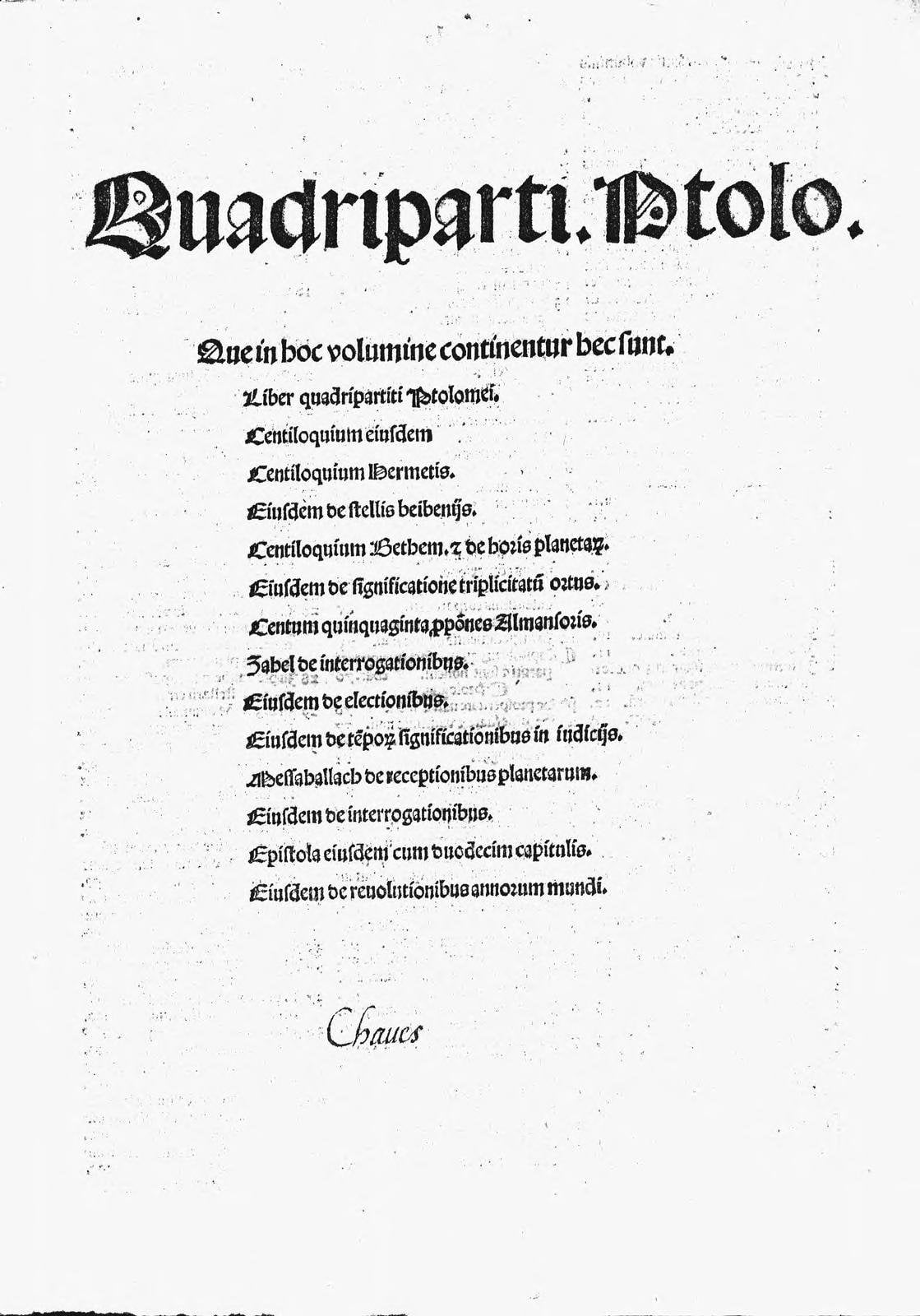 Tetrabiblos (Quadripartitum)