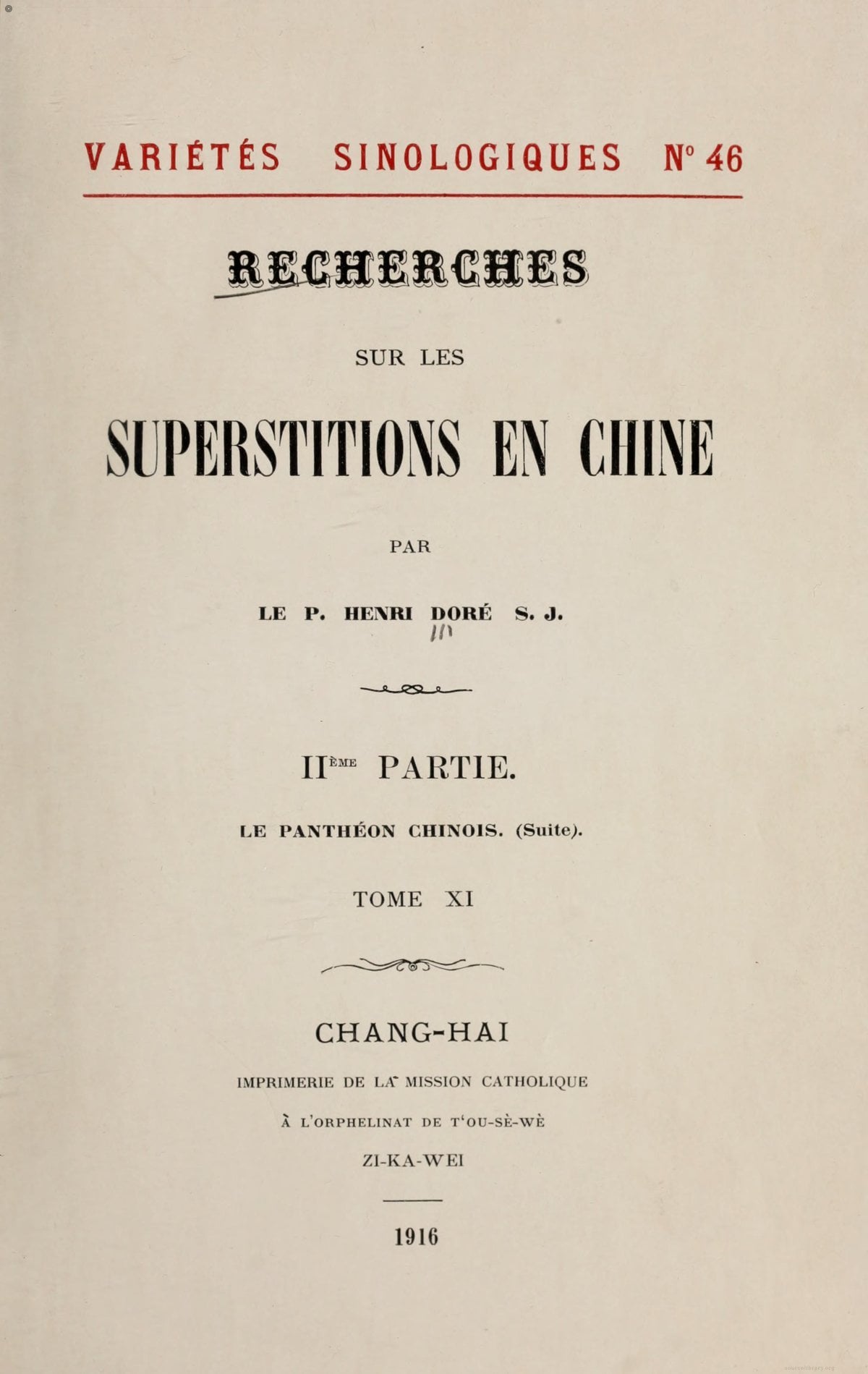 Researches into Chinese Superstitions, Volume 11