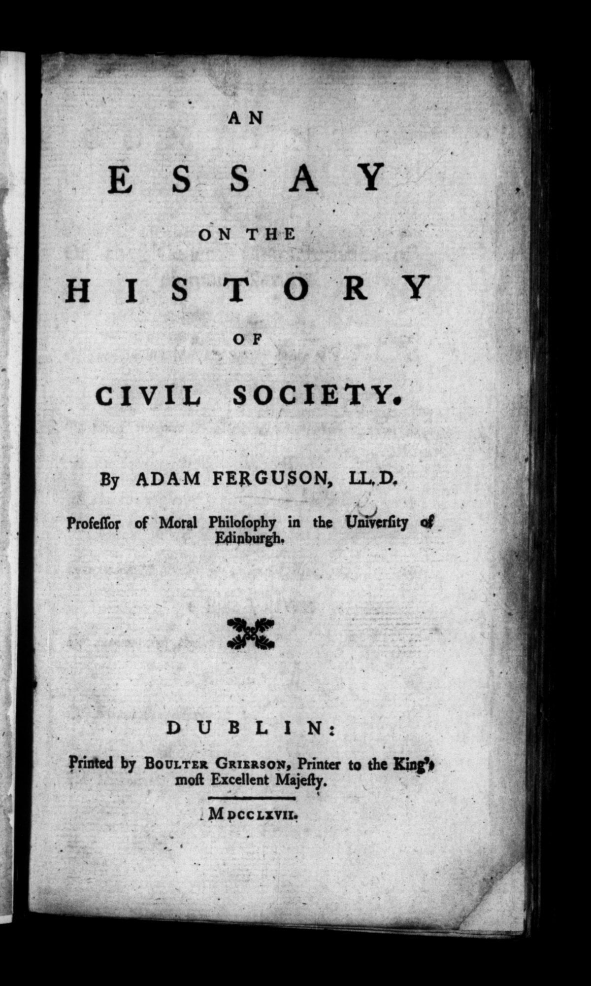An Essay on the History of Civil Society