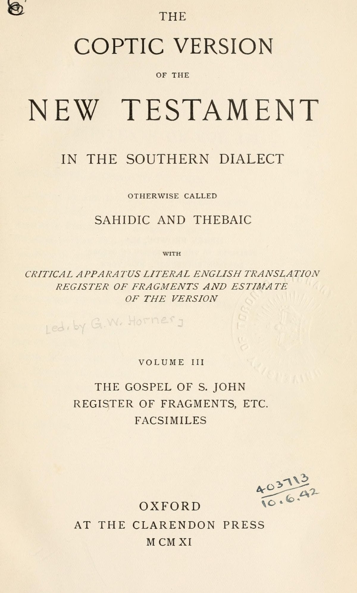 Coptic New Testament, Sahidic Dialect (Vol. 3)