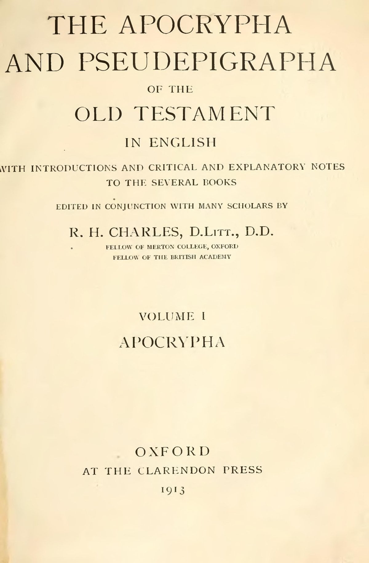 Apocrypha and Pseudepigrapha of the Old Testament, Vol. 1: Apocrypha