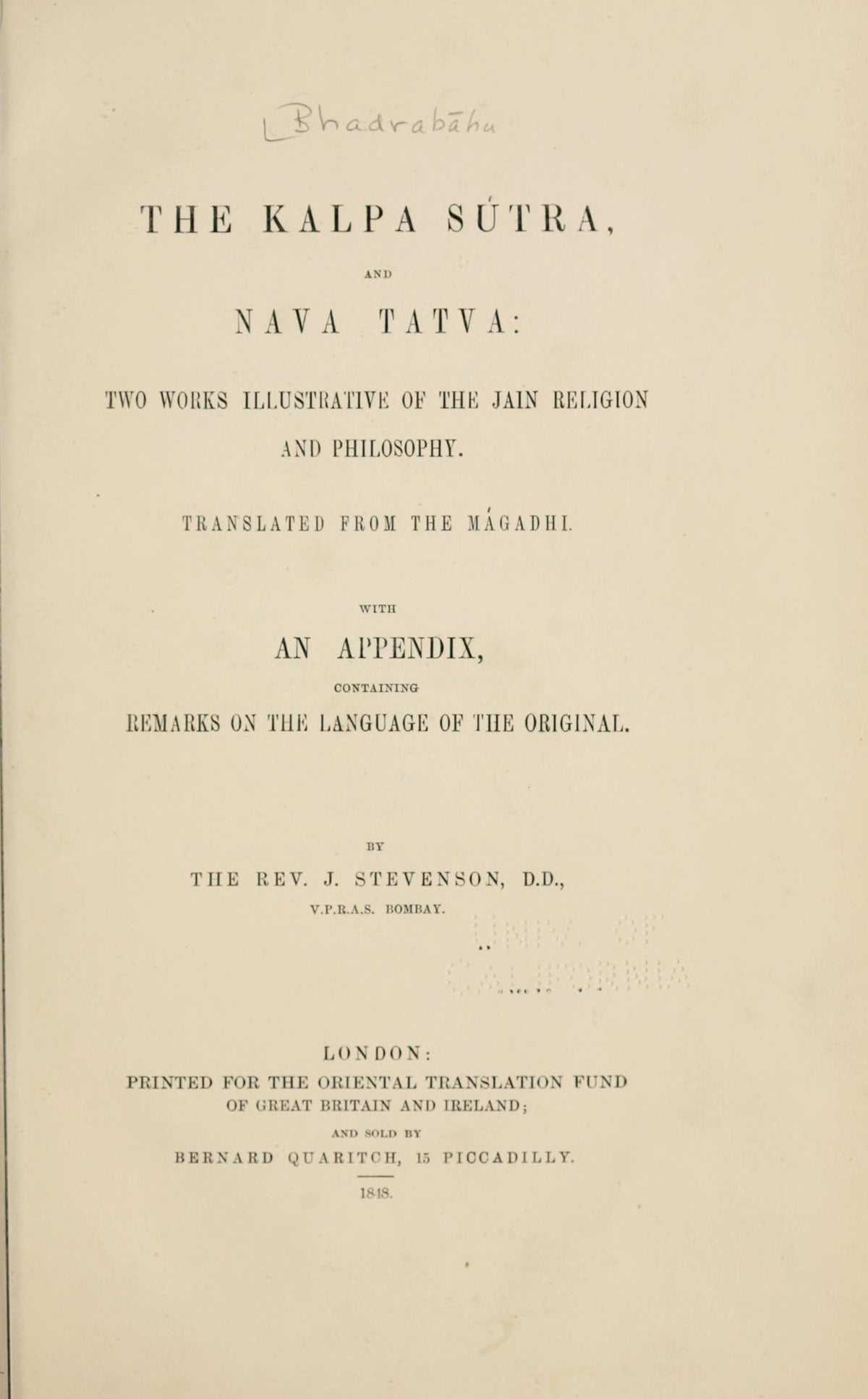 The Kalpa Sutra and Nava Tatva