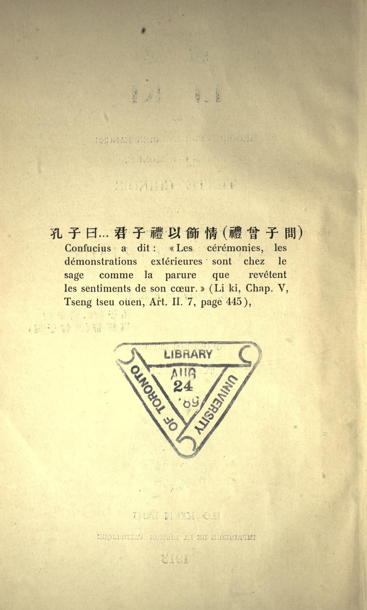 Li Ki: Mémoires sur les bienséances et les cérémonies