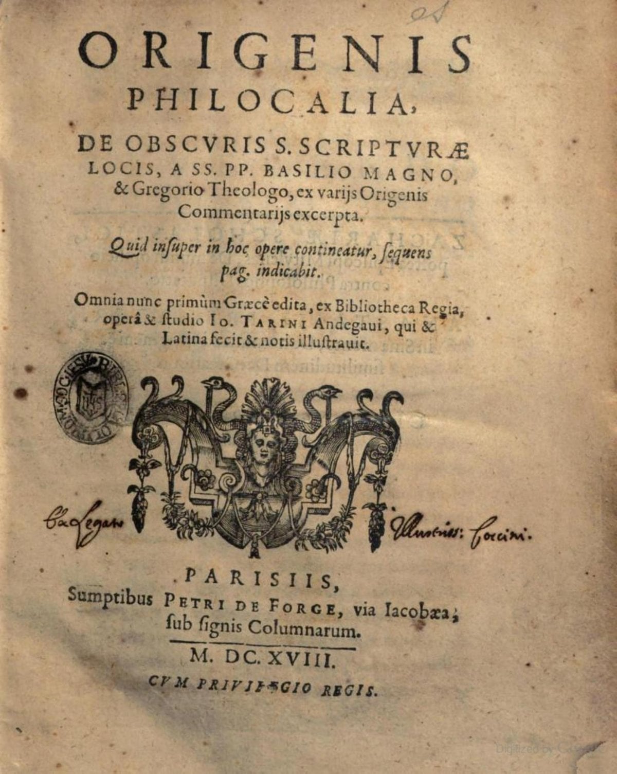 Philocalia (First Edition, Tarinus 1618)