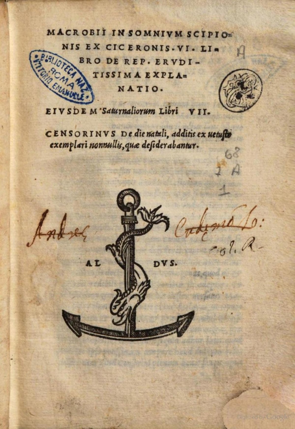 Commentary on the Dream of Scipio; The Saturnalia; On the Birthday