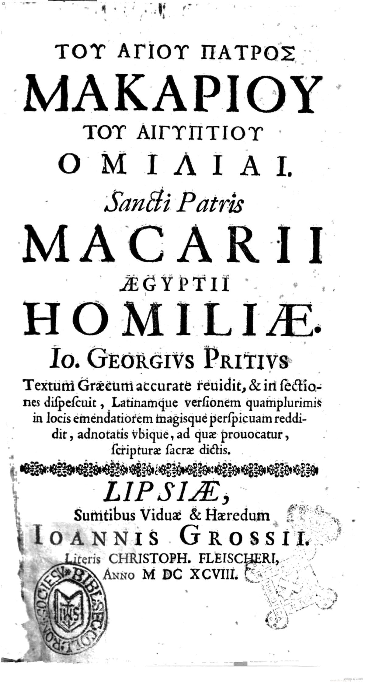 Complete Works of Macarius of Egypt (Macarii Aegyptii Opera Omnia)