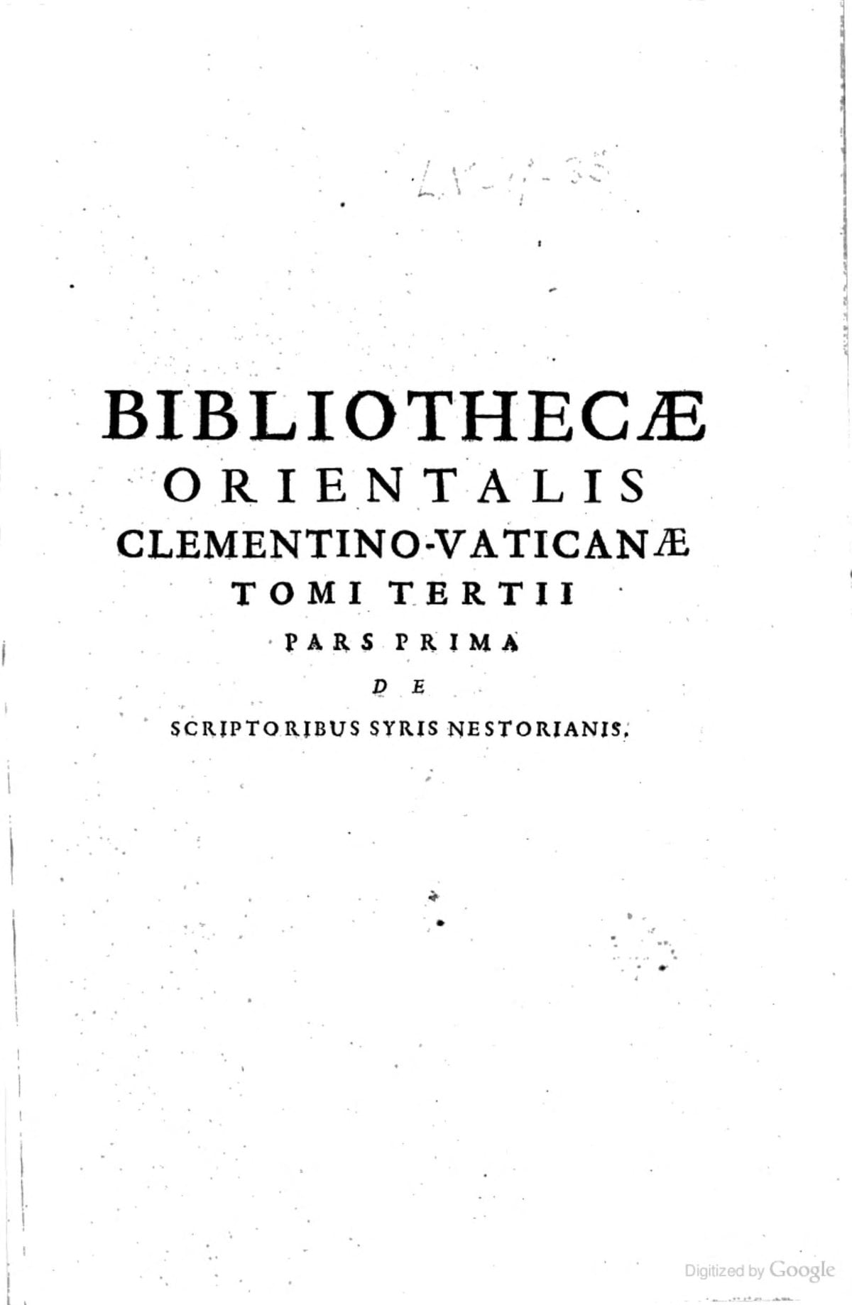 The Oriental Library: On Nestorian Syriac Writers
