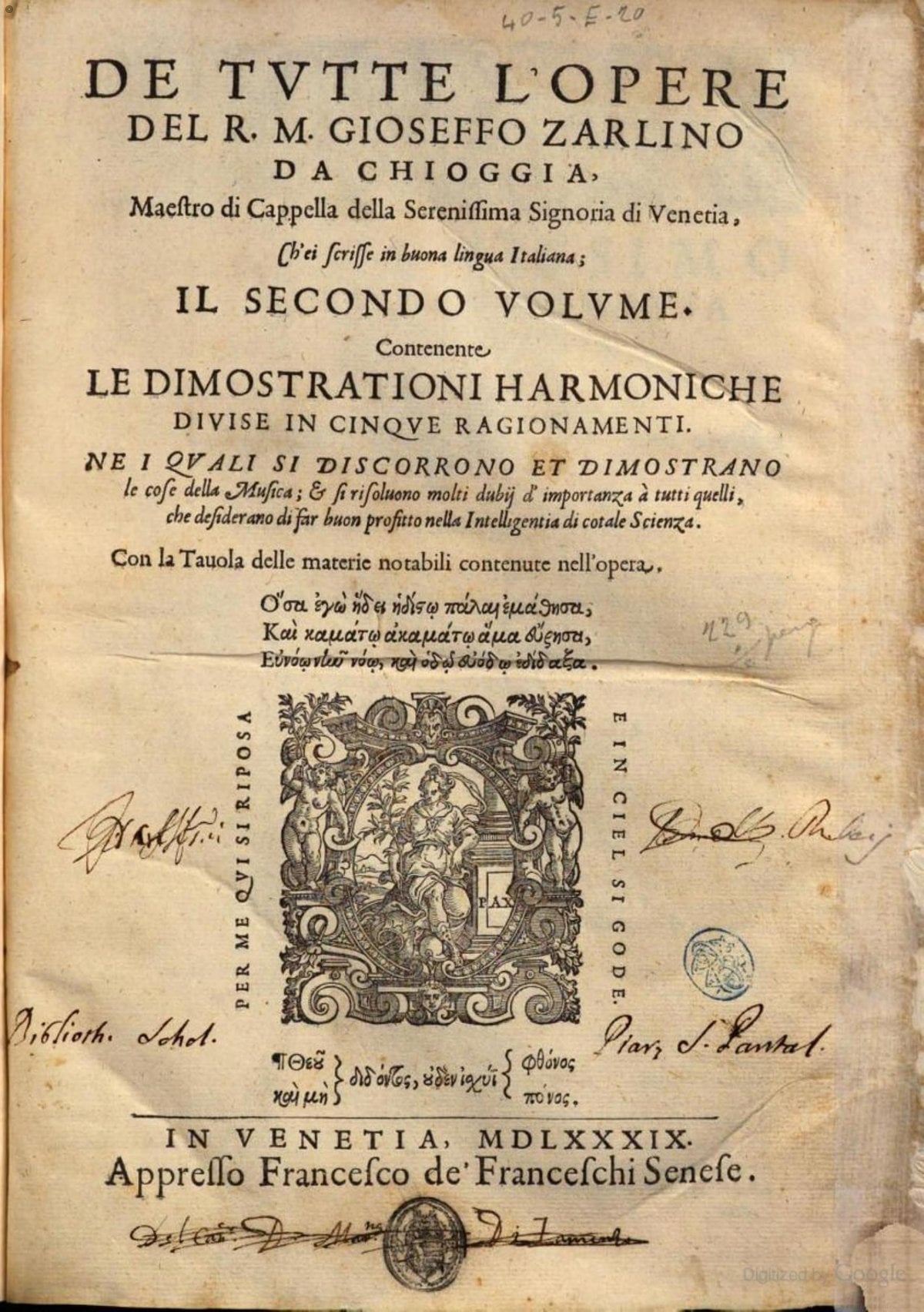 The Complete Works of Gioseffo Zarlino, Vol. 2