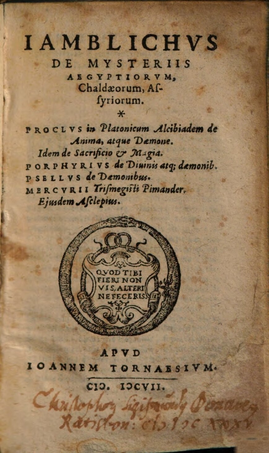 On the Mysteries of the Egyptians