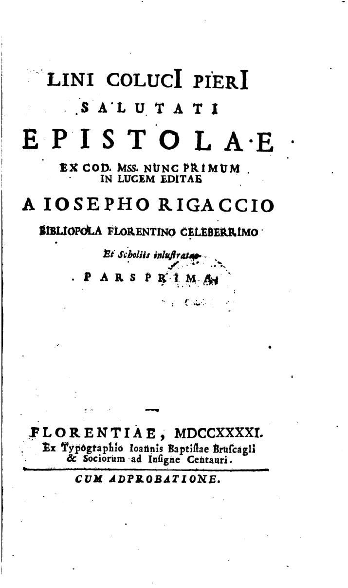 The Letters of Coluccio Salutati