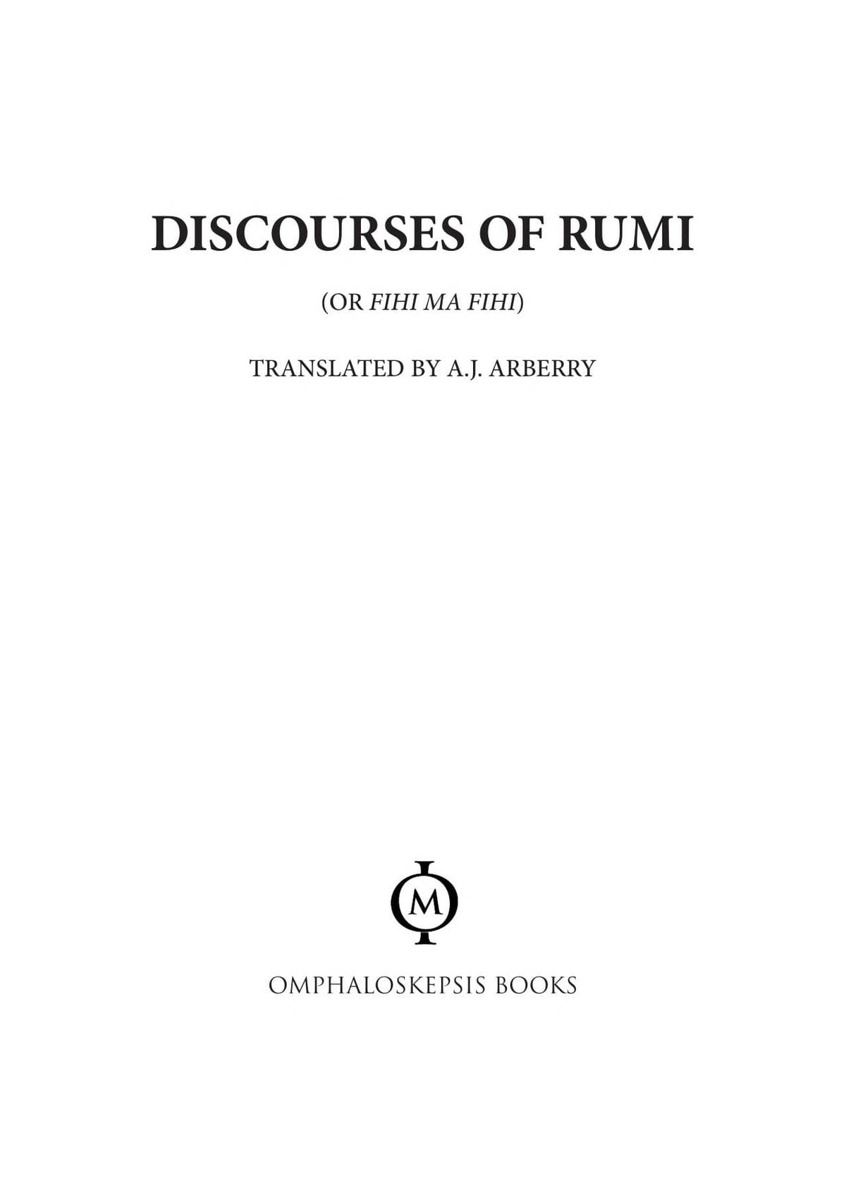 Discourses of Rumi (Fihi Ma Fihi)