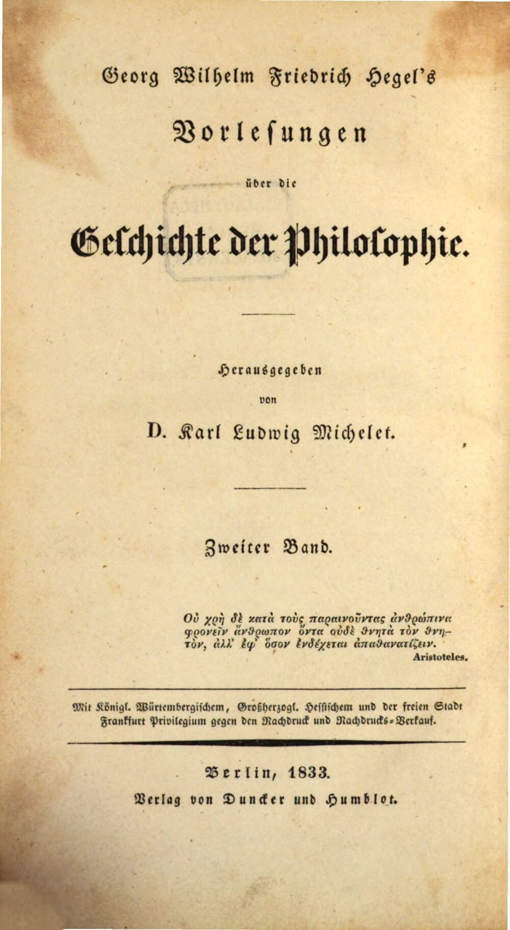 Lectures on the History of Philosophy, Volume Two