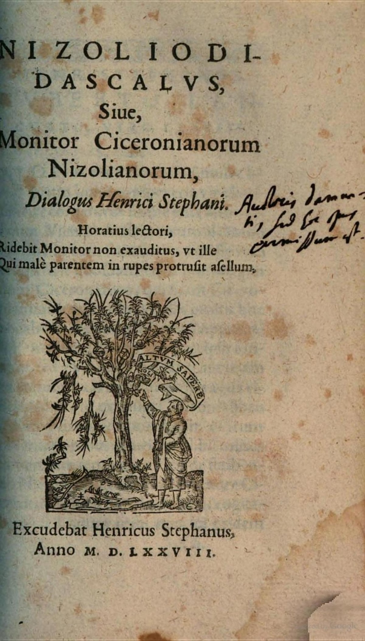 Nizoliodidascalus, or Monitor of the Ciceronians