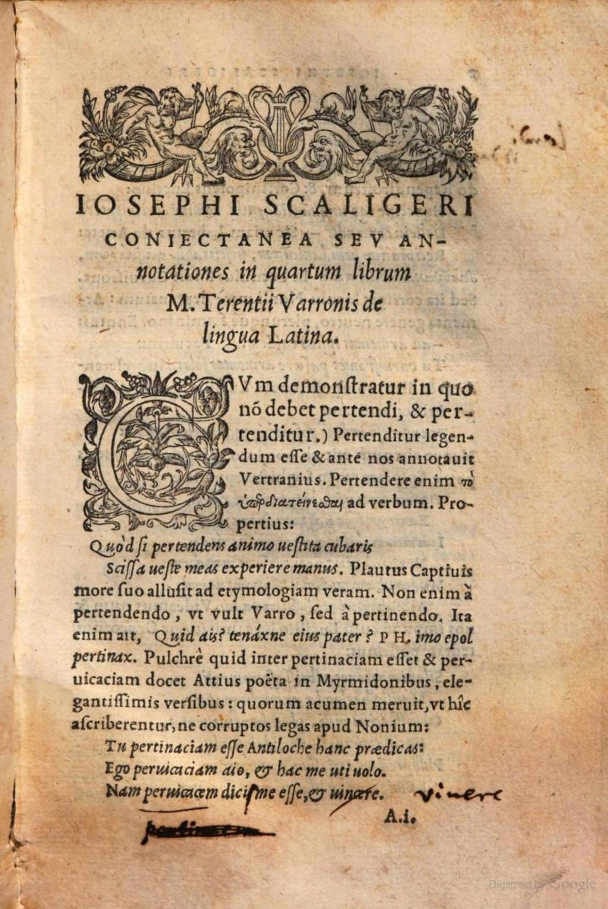 J.C. Scaliger's Conjectures on Marcus Terentius Varro