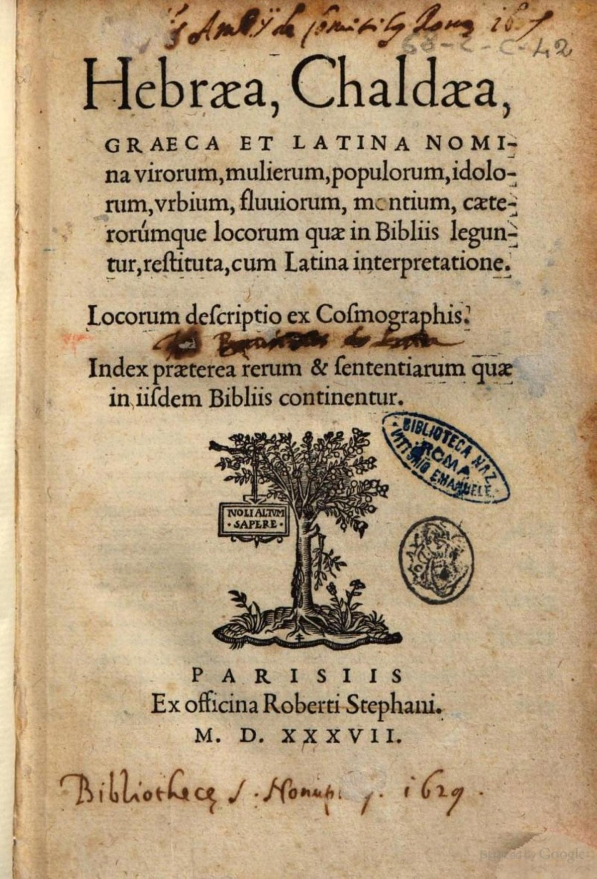 Hebrew, Chaldean, Greek, and Latin Names