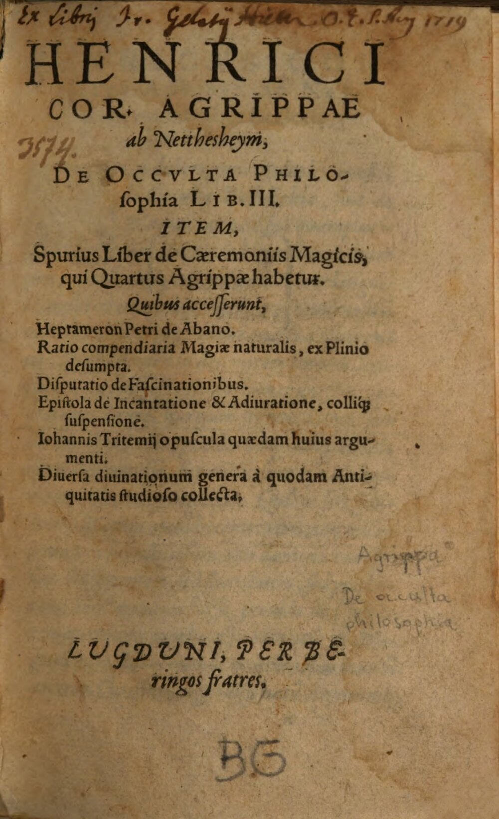 Agrippa — De Occulta Philosophia, Book III (1531)