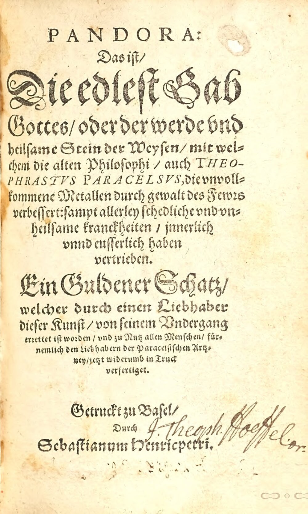 Pandora: The Noblest Gift of God, or the Worthy and Healing Stone of the Sages