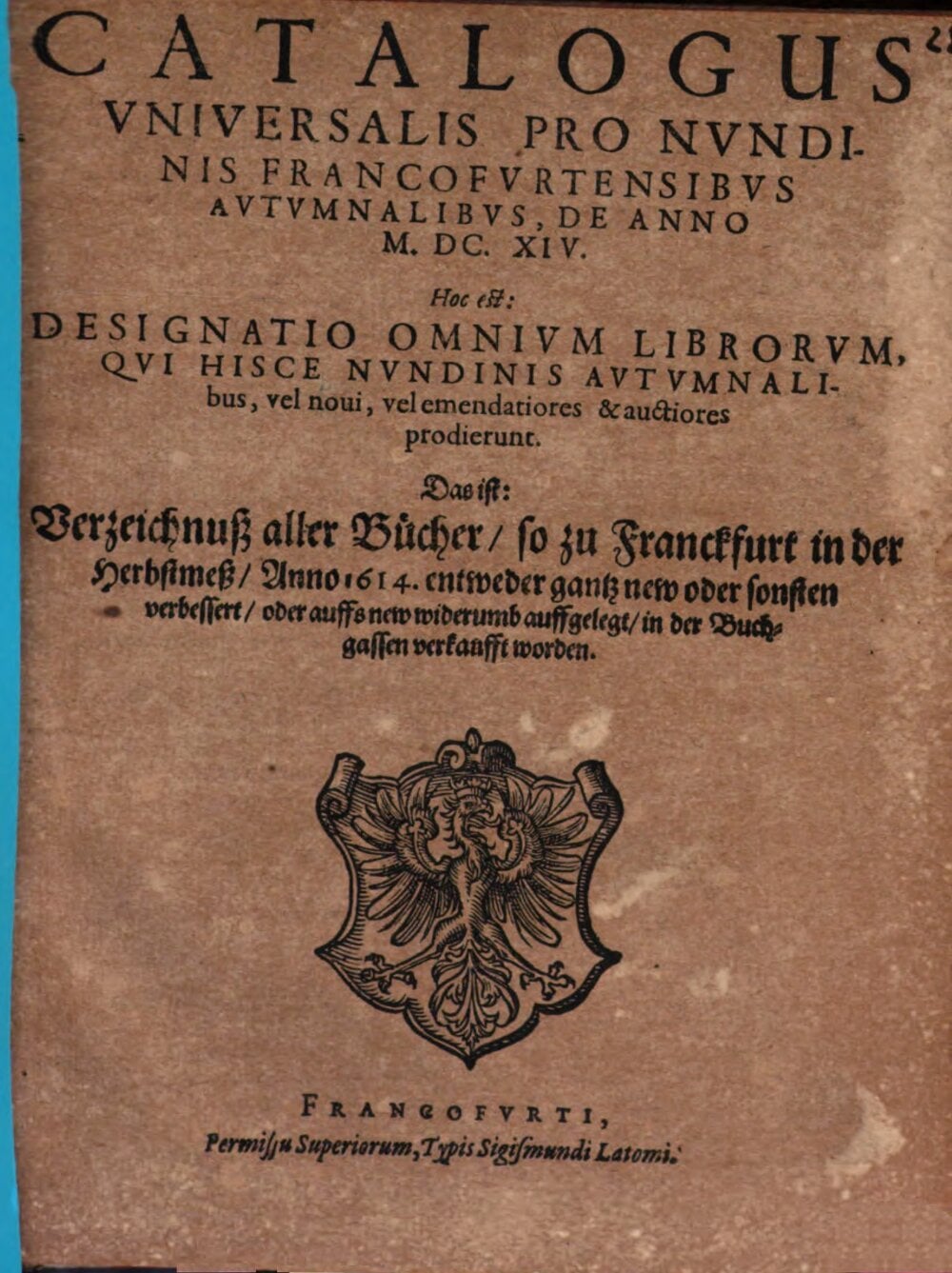 Universal Catalog for the 1614 Frankfurt Autumn Fair