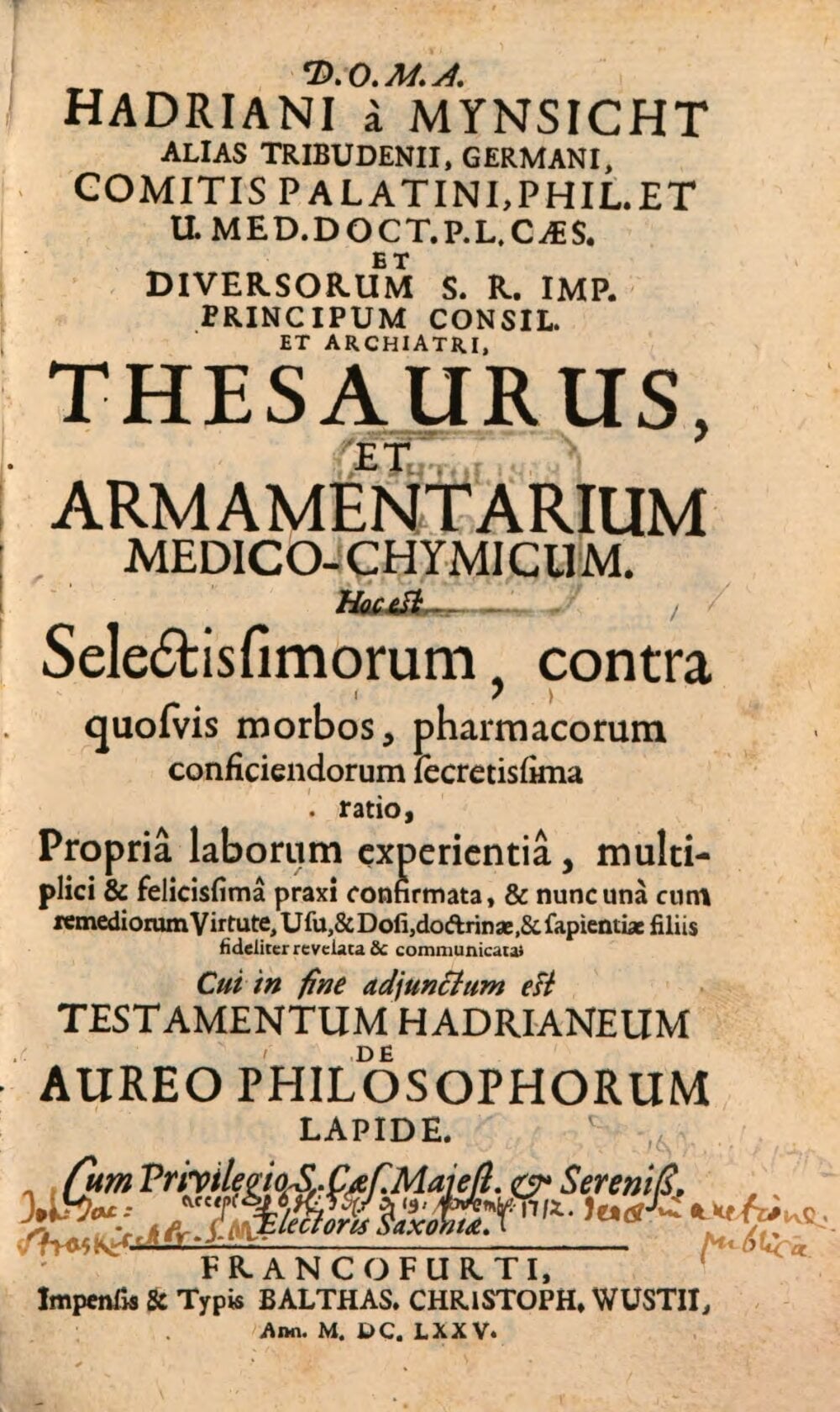 Medico-Chemical Treasury and Armory