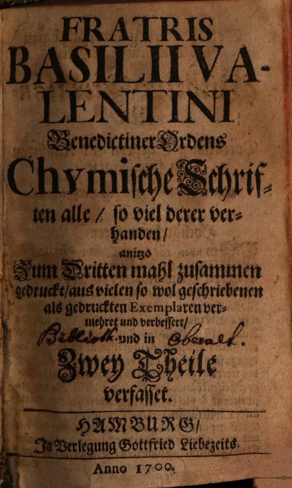 The Chemical Writings of Brother Basil Valentine