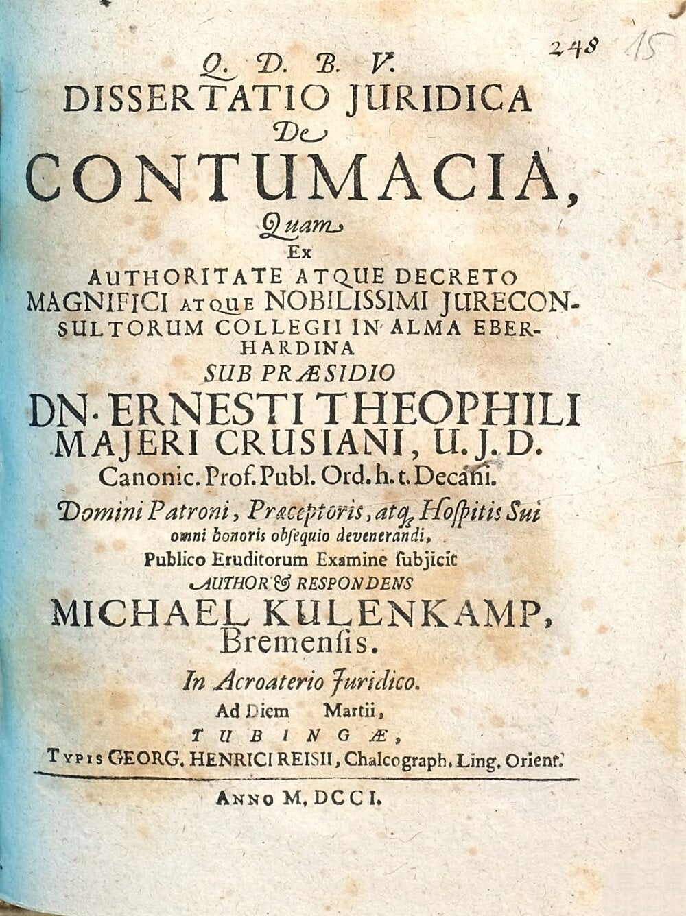 Legal Dissertation on Contumacy