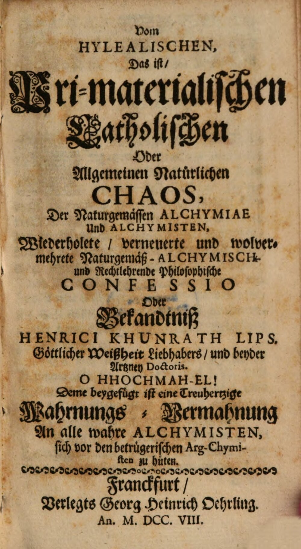 On the Hyleal, or Prime-Material Chaos