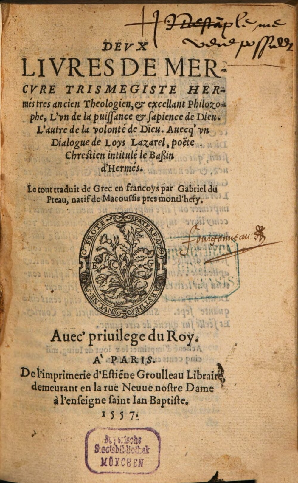 Two Books of Hermes Trismegistus on the Power and Will of God