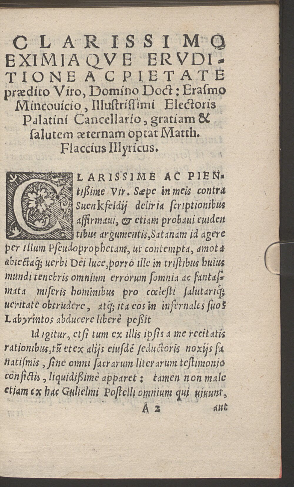 Letter to Caspar Schwenckfeld