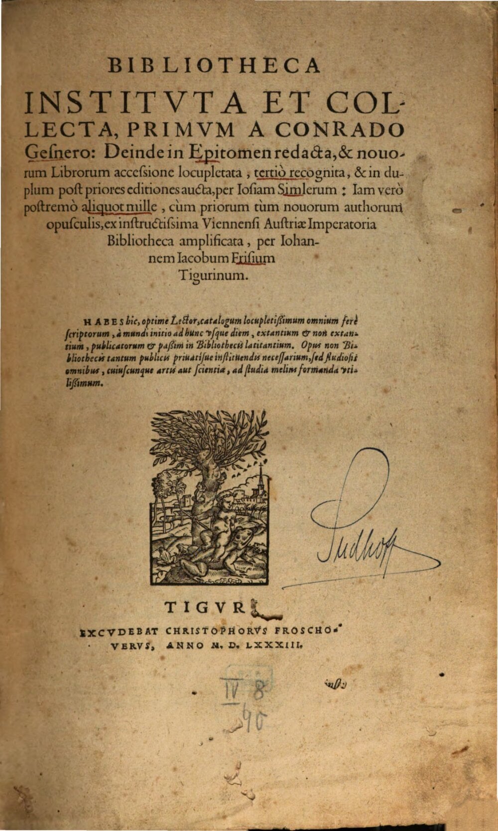 The Universal Library, First Established and Collected by Conrad Gessner