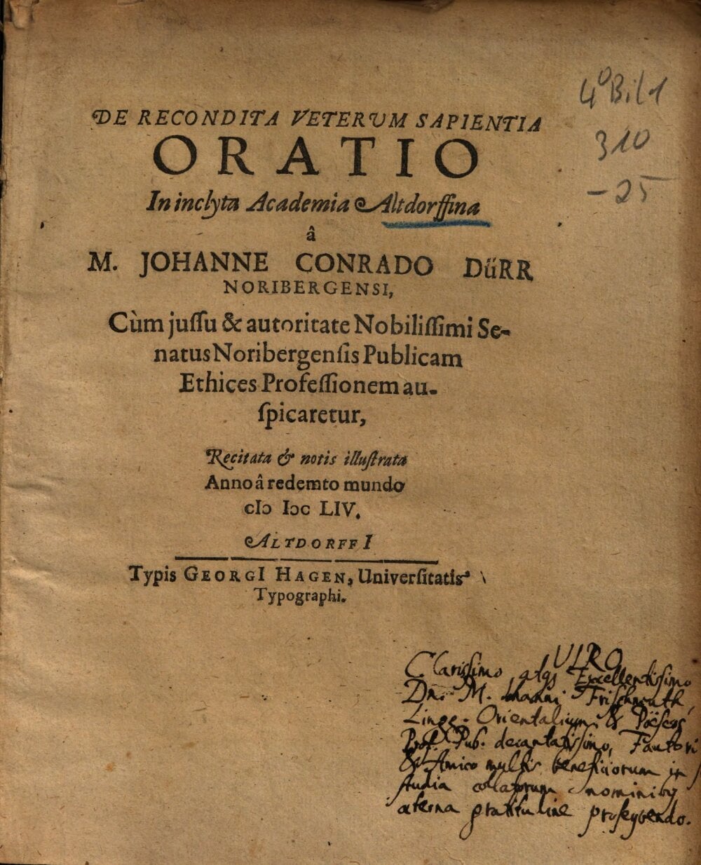 Oration on the Hidden Wisdom of the Ancients