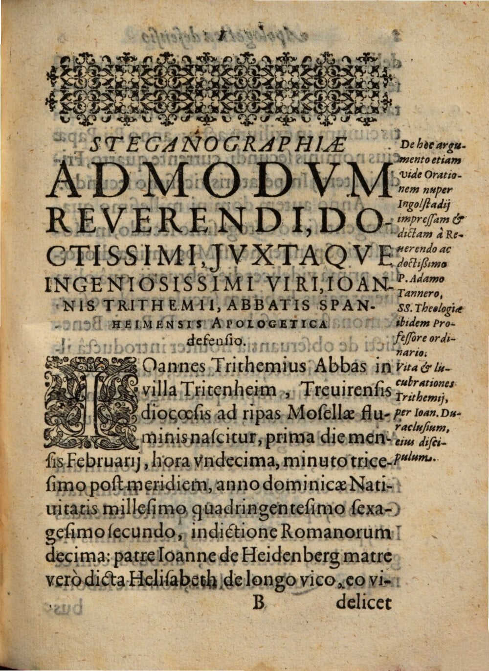 Trithemius His Own Defender: An Apologetic Defense of the Steganography of the Most Reverend Johannes Trithemius