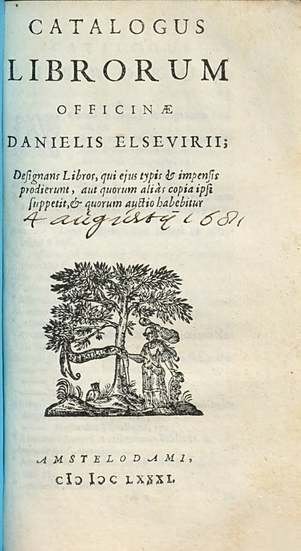 Catalog of Books from the Workshop of Daniel Elzevir