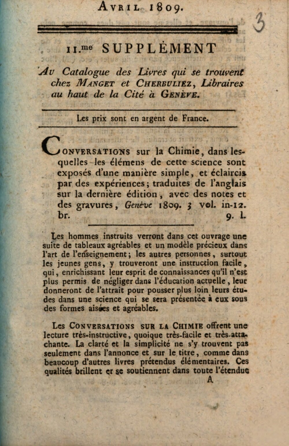 General Catalogue of Books at G. J. Manget