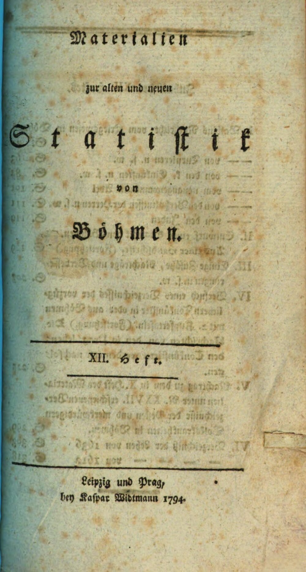 Materials for the Old and New Statistics of Bohemia, Volume 12