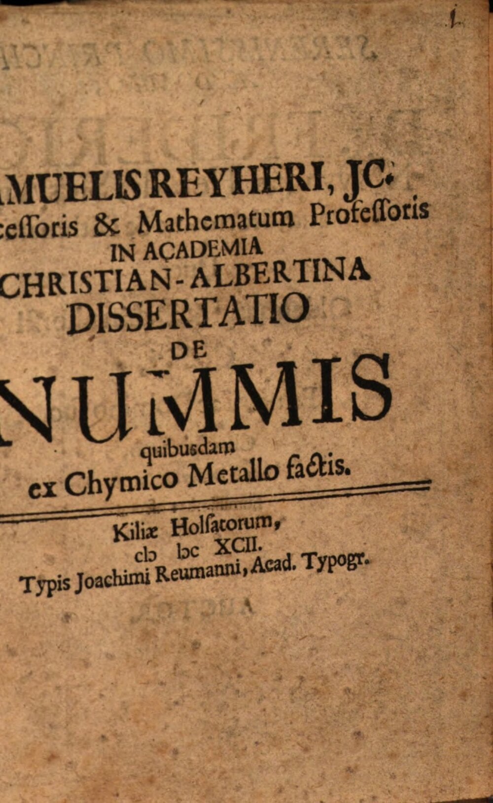 Dissertation on Certain Coins Made from Chemical Metal