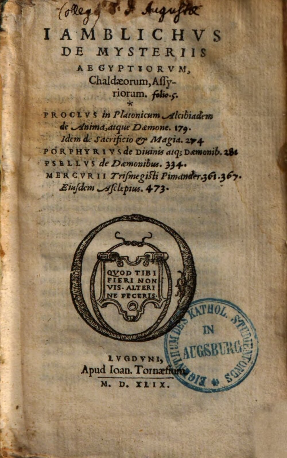 On the Mysteries of the Egyptians, Chaldeans, and Assyrians