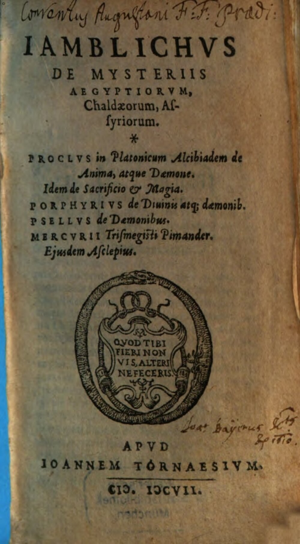 On the Mysteries of the Egyptians