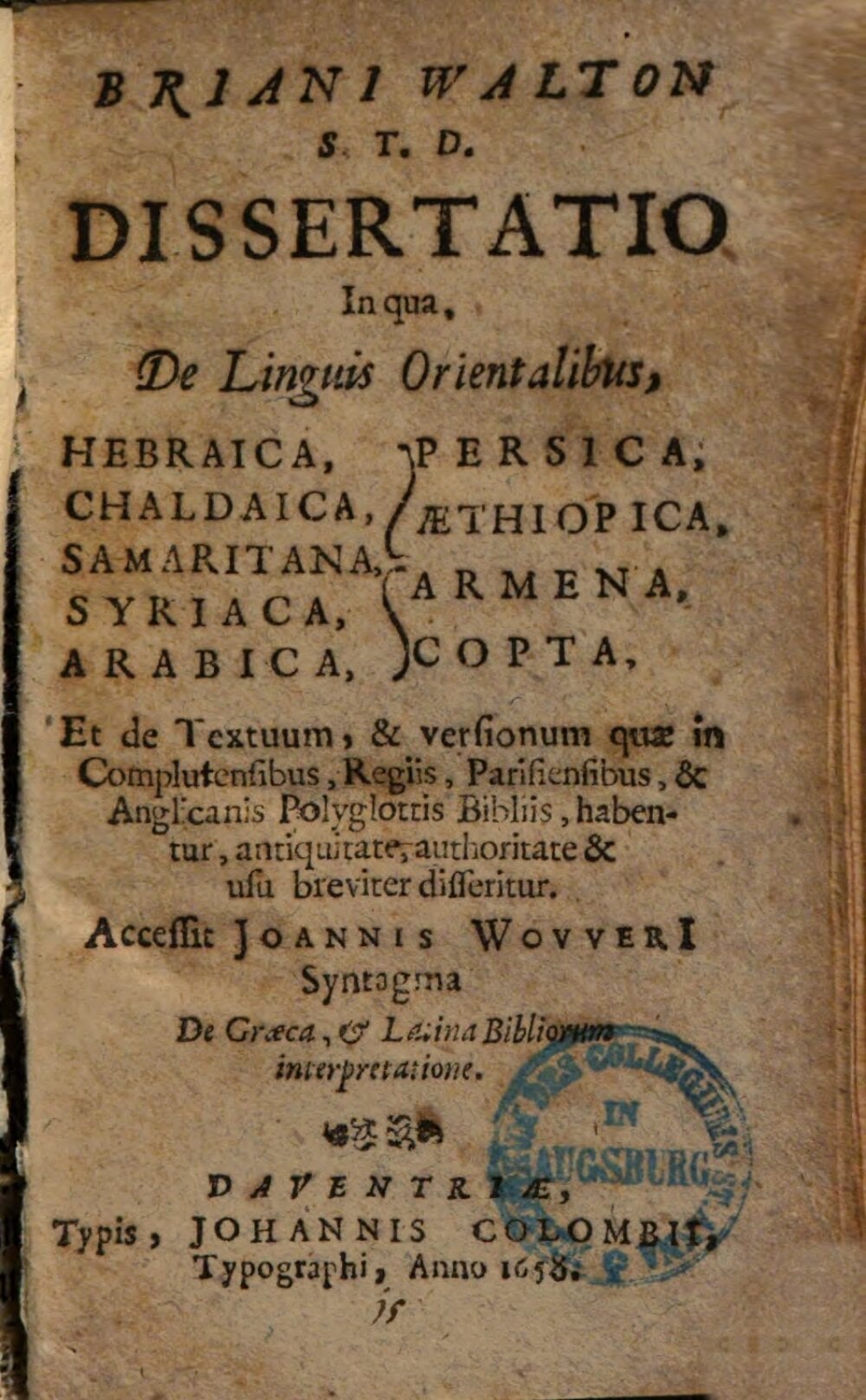 Dissertation on the Oriental Languages and the Polyglot Bibles