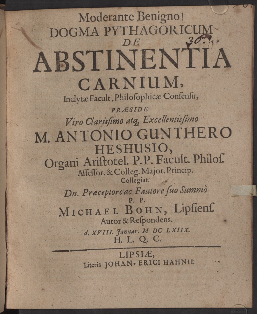 The Pythagorean Doctrine on Abstinence from Meat