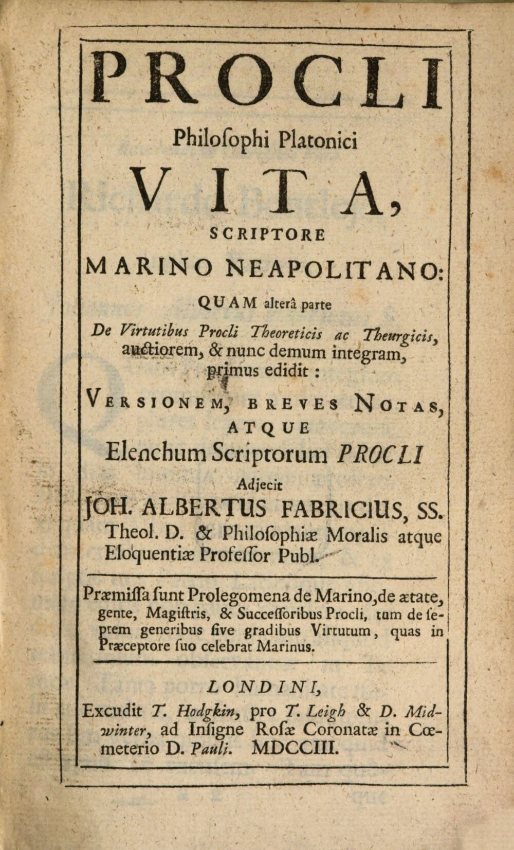 The Life of Proclus the Platonic Philosopher