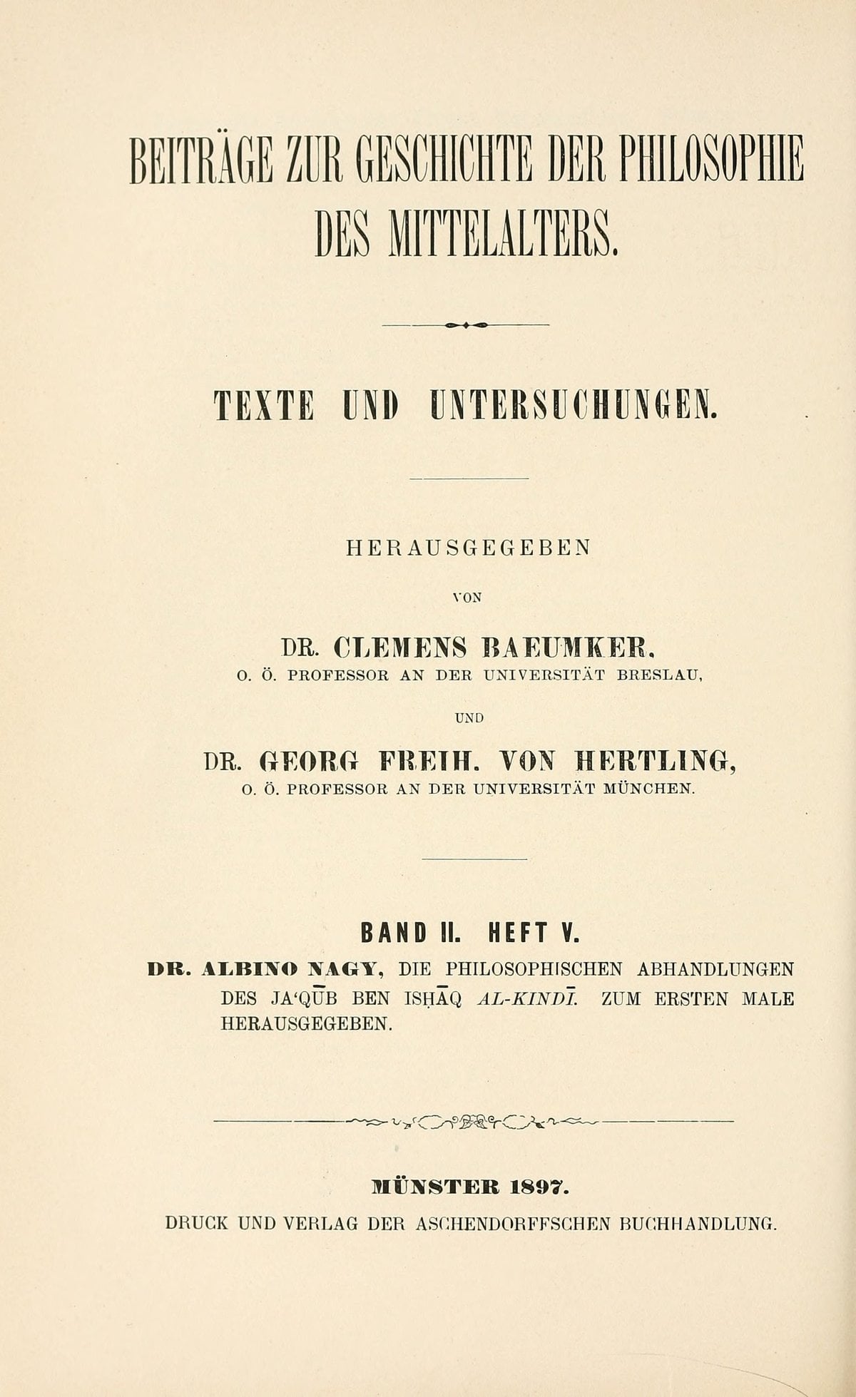 Die philosophischen Abhandlungen des al-Kindi