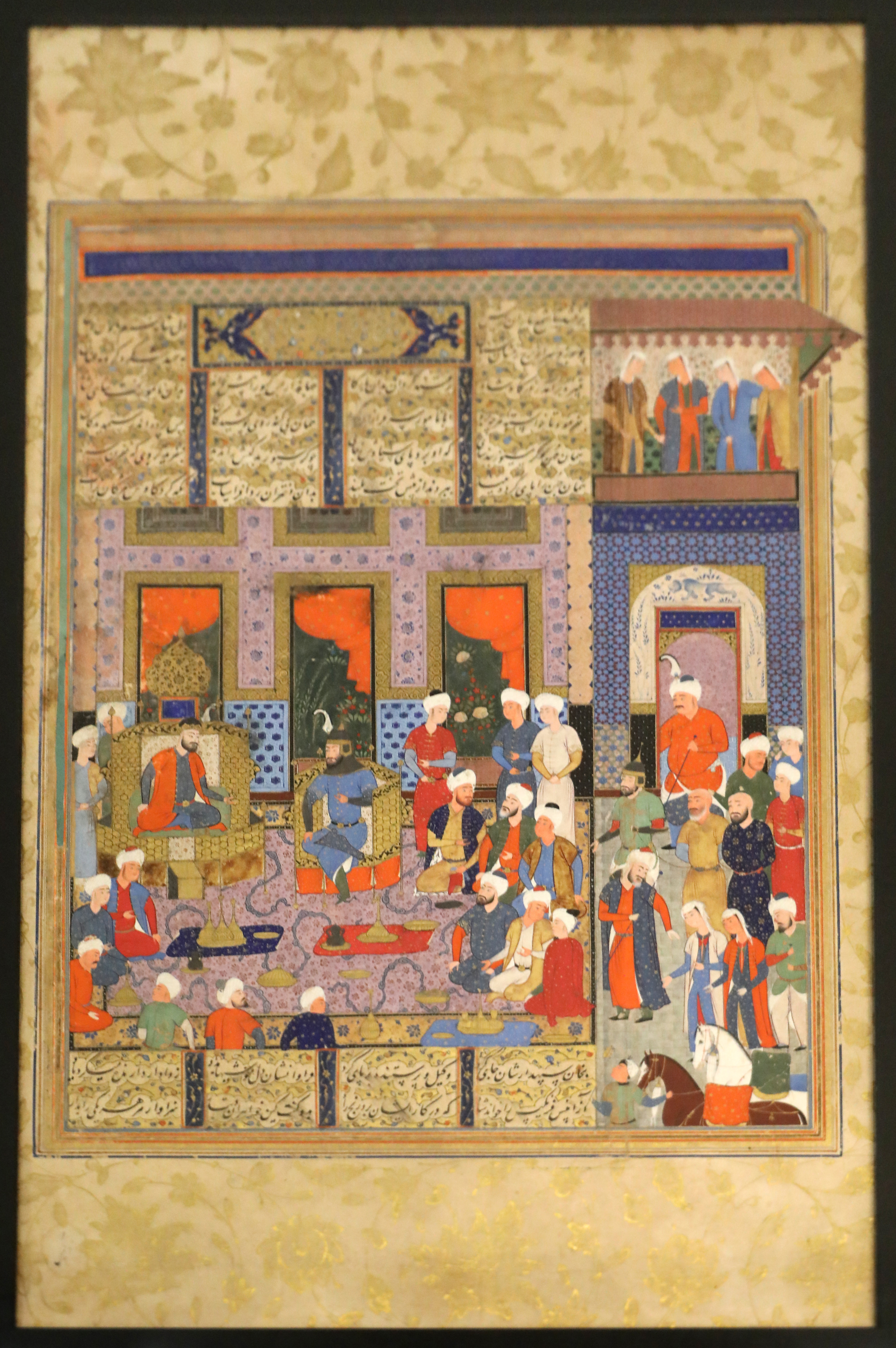 Iran, forse shiraz, giv in conversazione con kay kavus, 1560-70 ca
