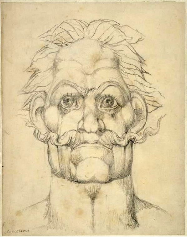 William Blake Visionary Head of Caractacus -contrast increased