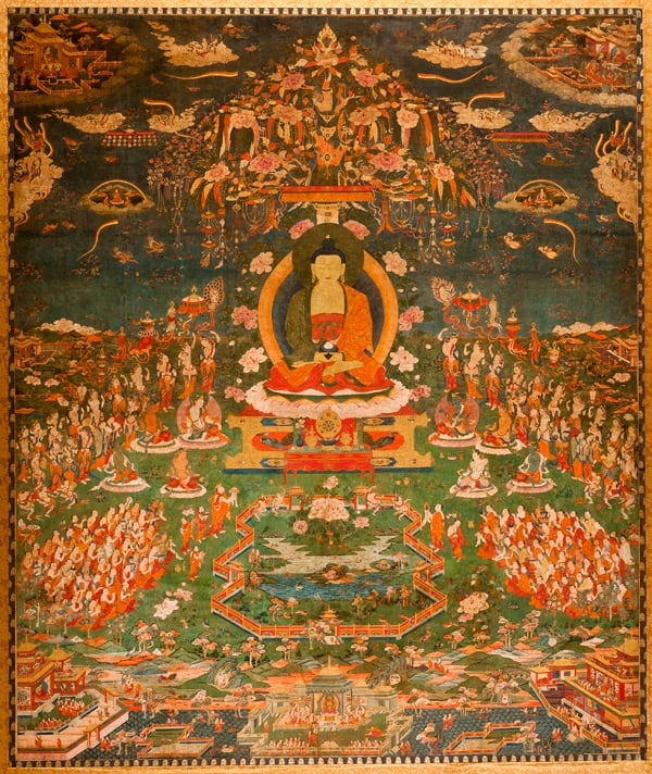'Amitabha in Sukhavati Paradise', Tibetan, circa 1700, San Antonio Museum of Art