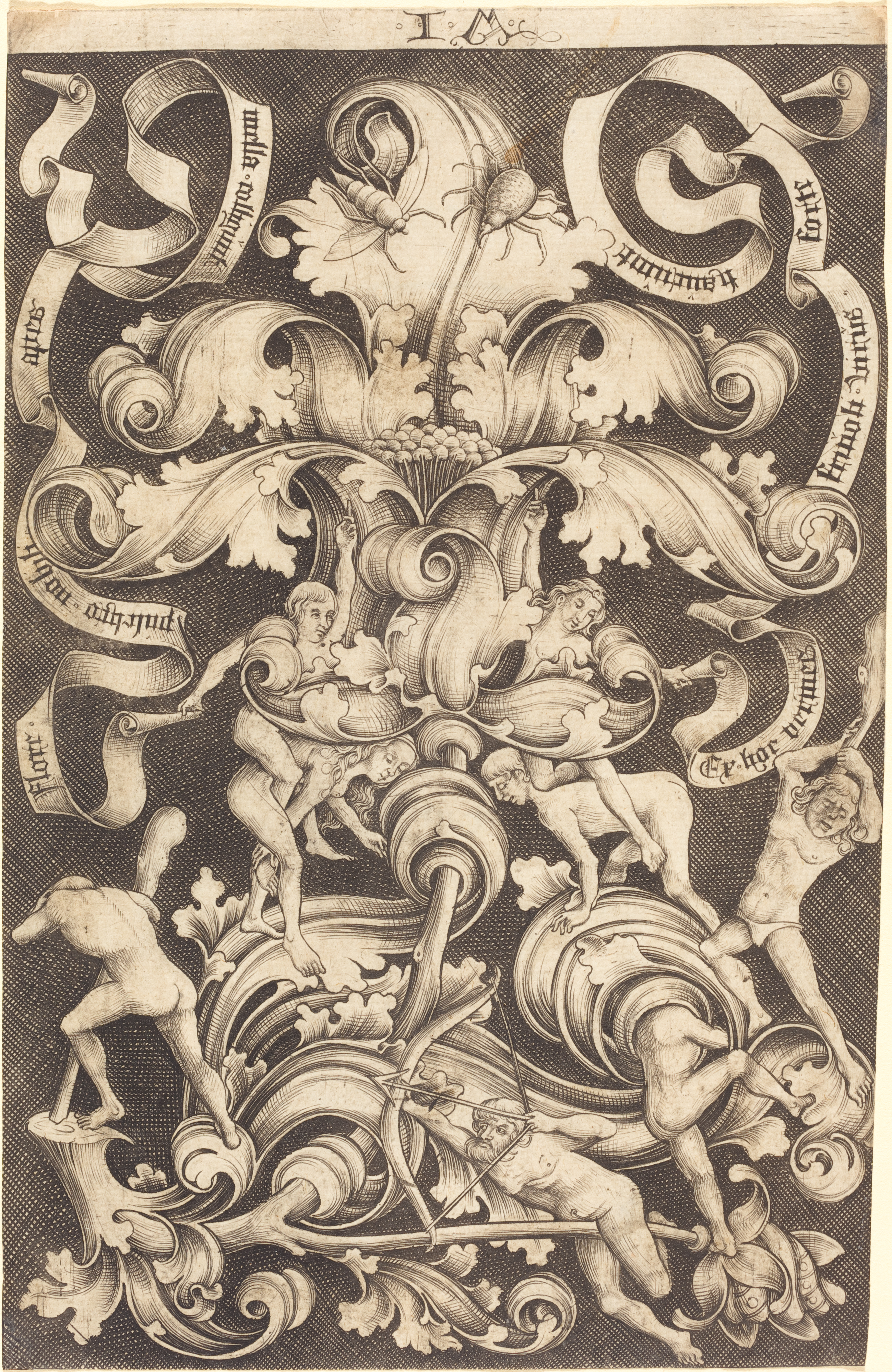 Ornament with Flower and Eight Wild Folk
