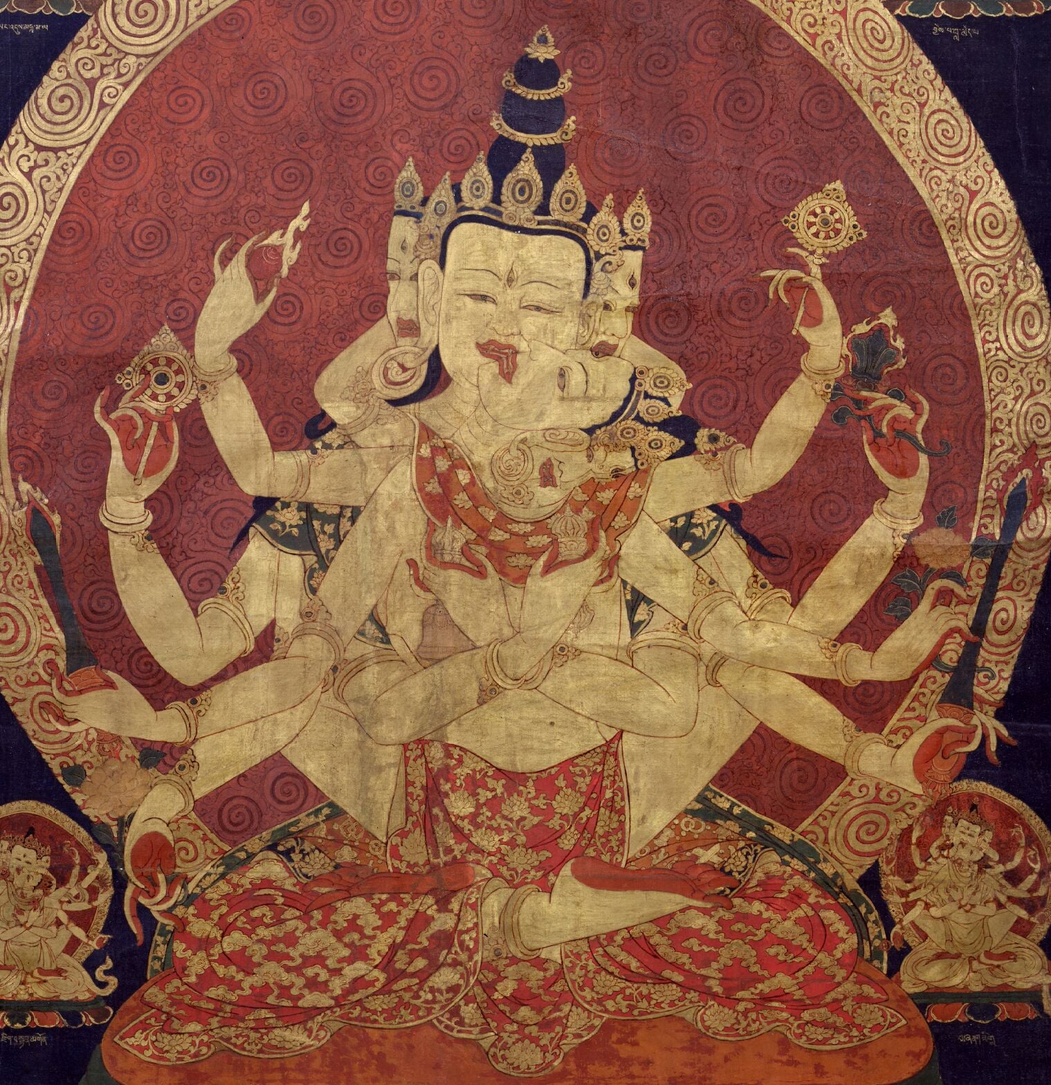 17th century Central Tibeten thanka of Guhyasamaja Akshobhyavajra, Rubin Museum of Art (cropped)