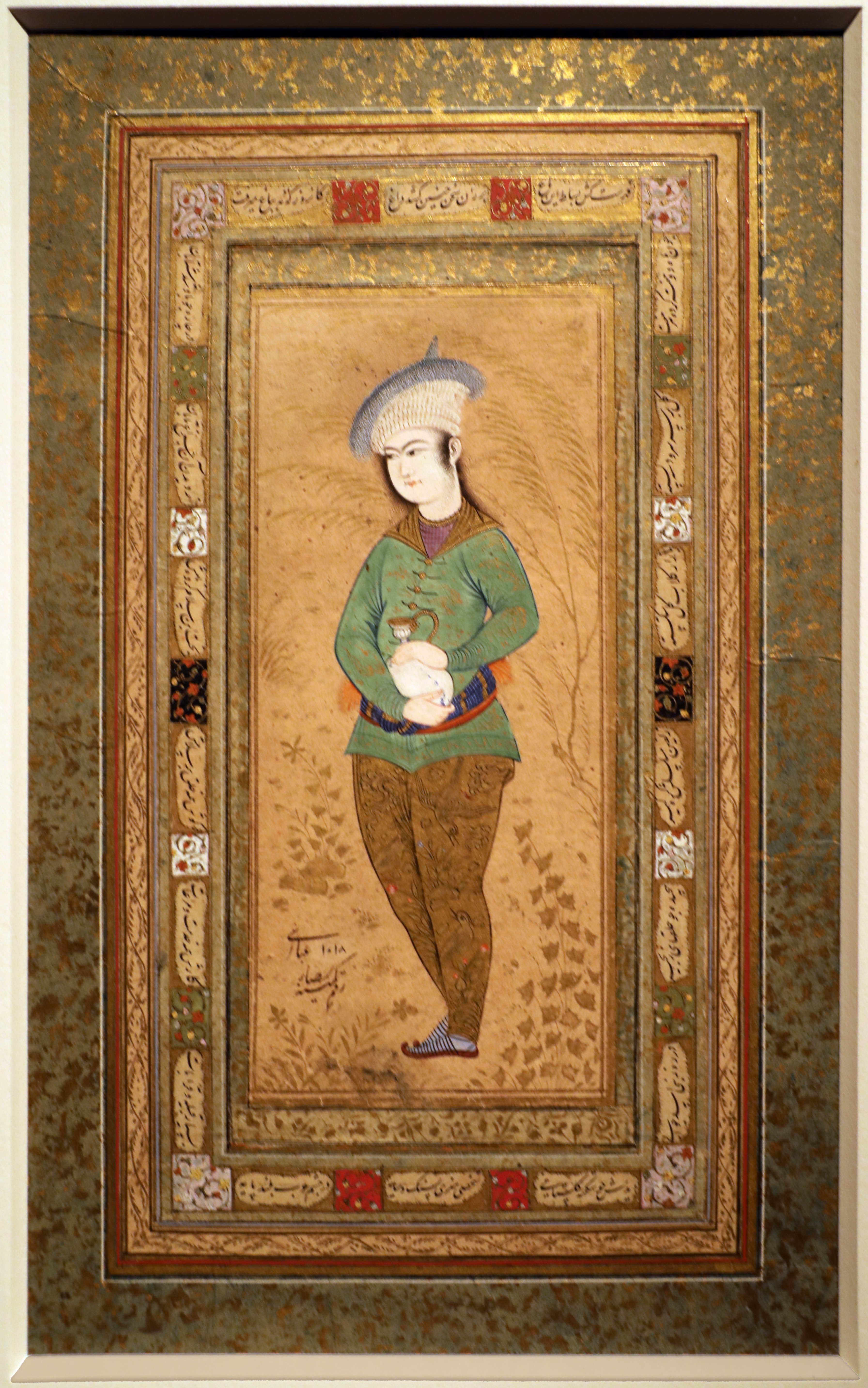 Reza 'abbasi (attr.), giovane con fiasca, isfahan 1609