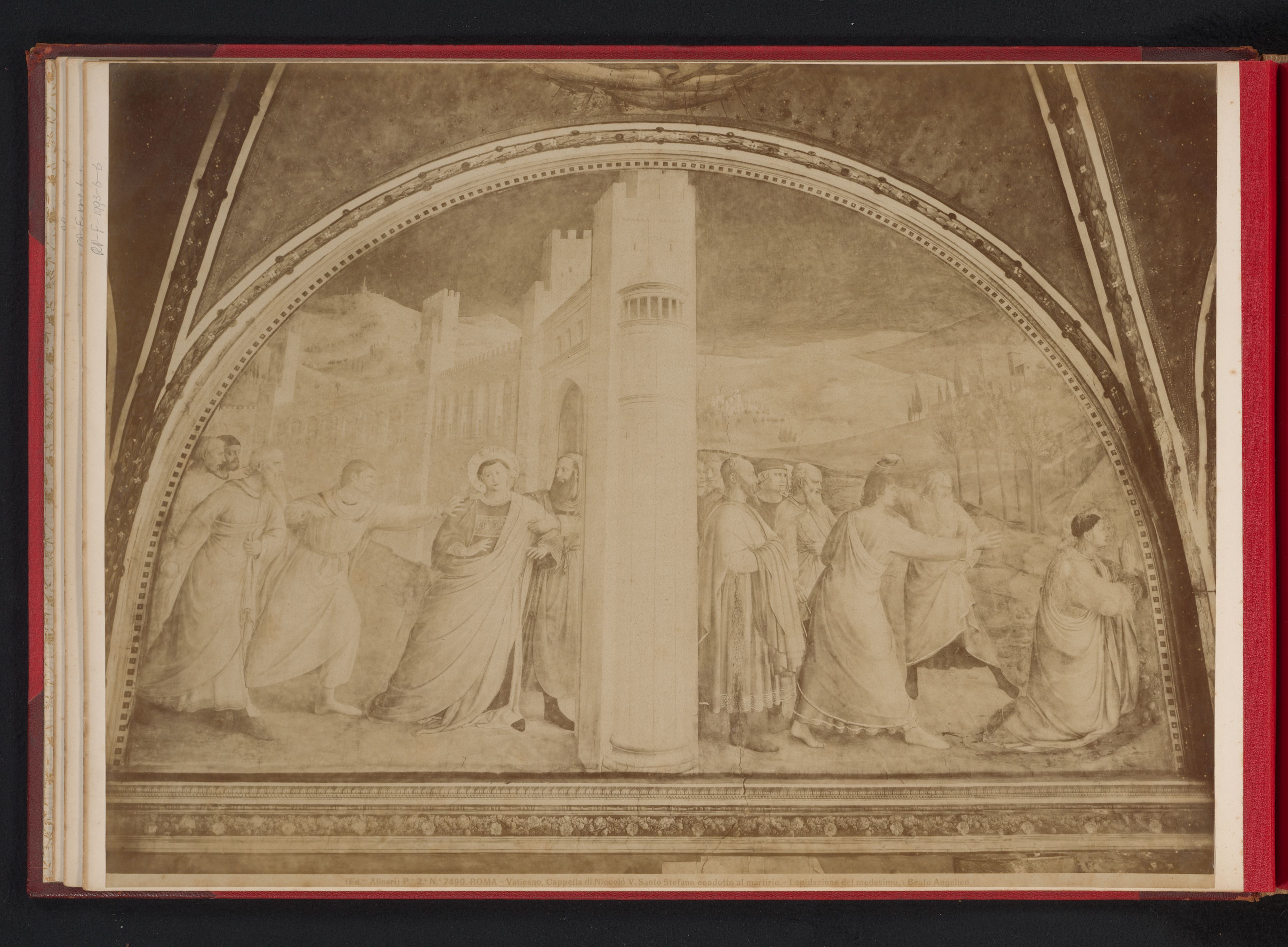 Fresco De H. Stefanus in de marteldood geleid, Steniging van de H. Stefano, door Fra Angelico, Capella di Niccolò V, V, RP-F-1993-6-6