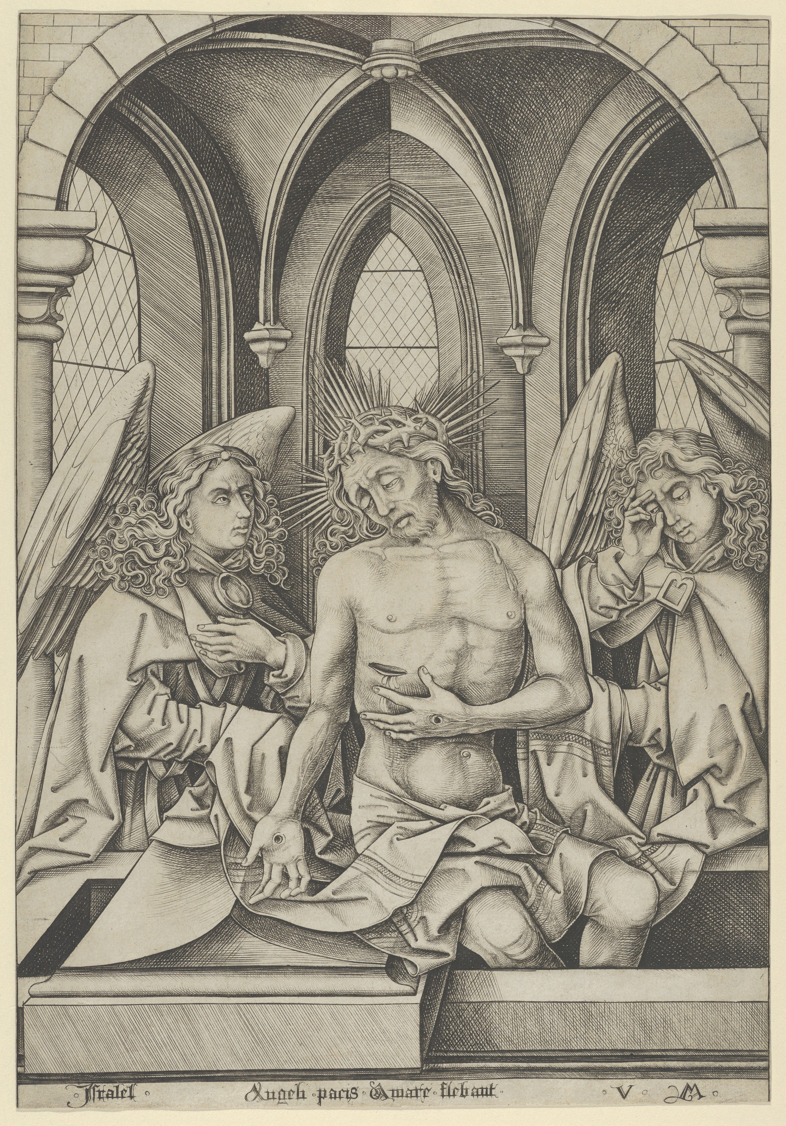 Christ as the Man of Sorrows Between Two Angels