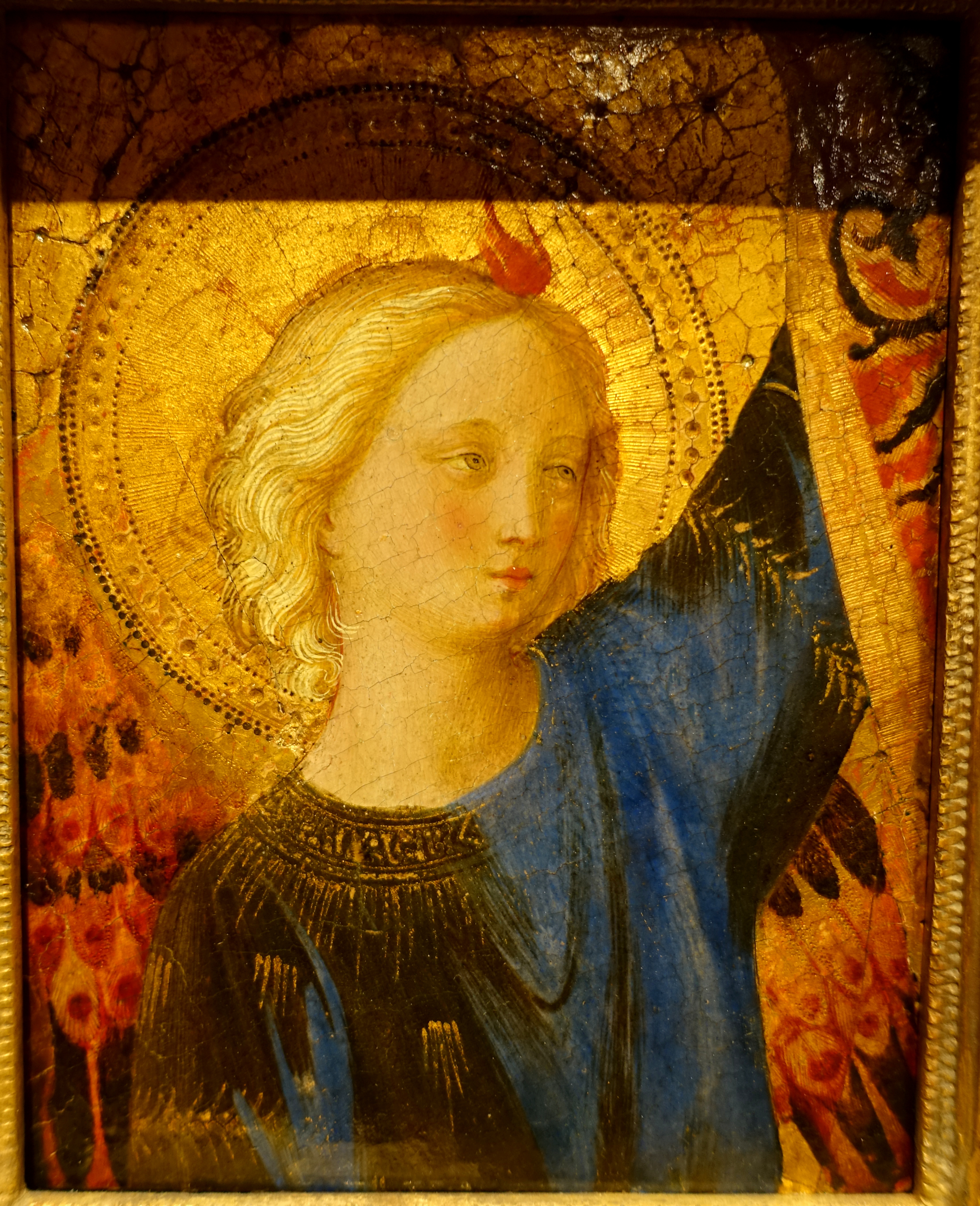 Head of an Angel, from an altarpiece now in the Rijksmuseum, by Guido di Pietro called Fra Angelico, c. 1445-1450, tempera and oil on panel - Wadsworth Atheneum - Hartford, CT - DSC05120